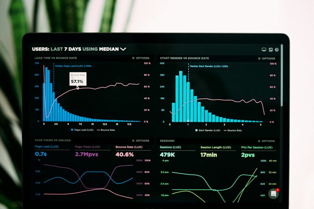 Analytics dashboard on a laptop, illustrating diagnosis of fake real estate leads