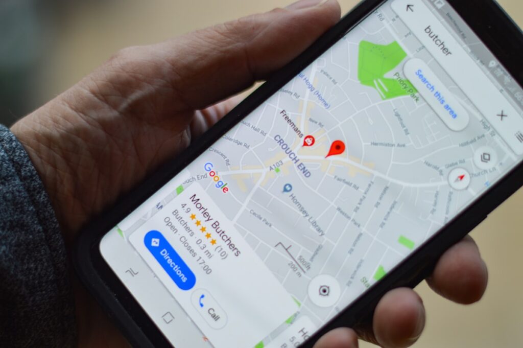 Map search on a phone, the result block local SEO for real estate competes in