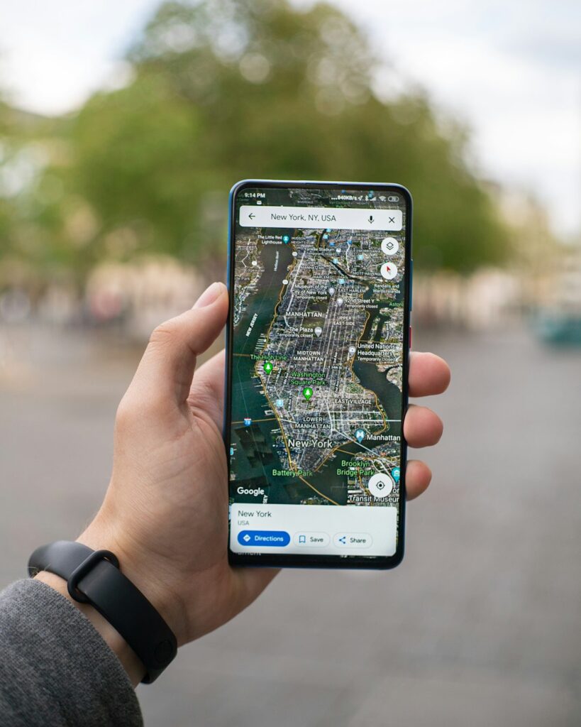 Buyer searching for a property dealer nearby on a mobile map