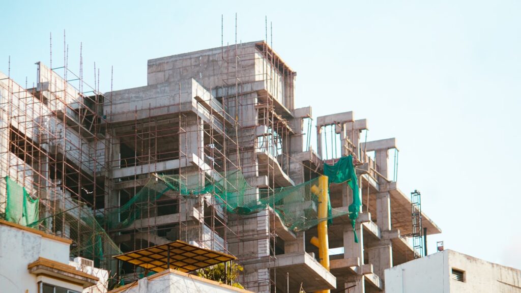 Project site in India where prospective buyers are shown the actual construction