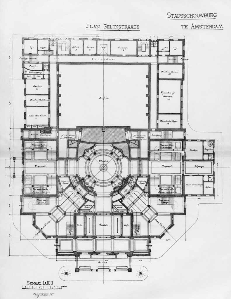 Floor plan showing coverage and setbacks assessed during sanction