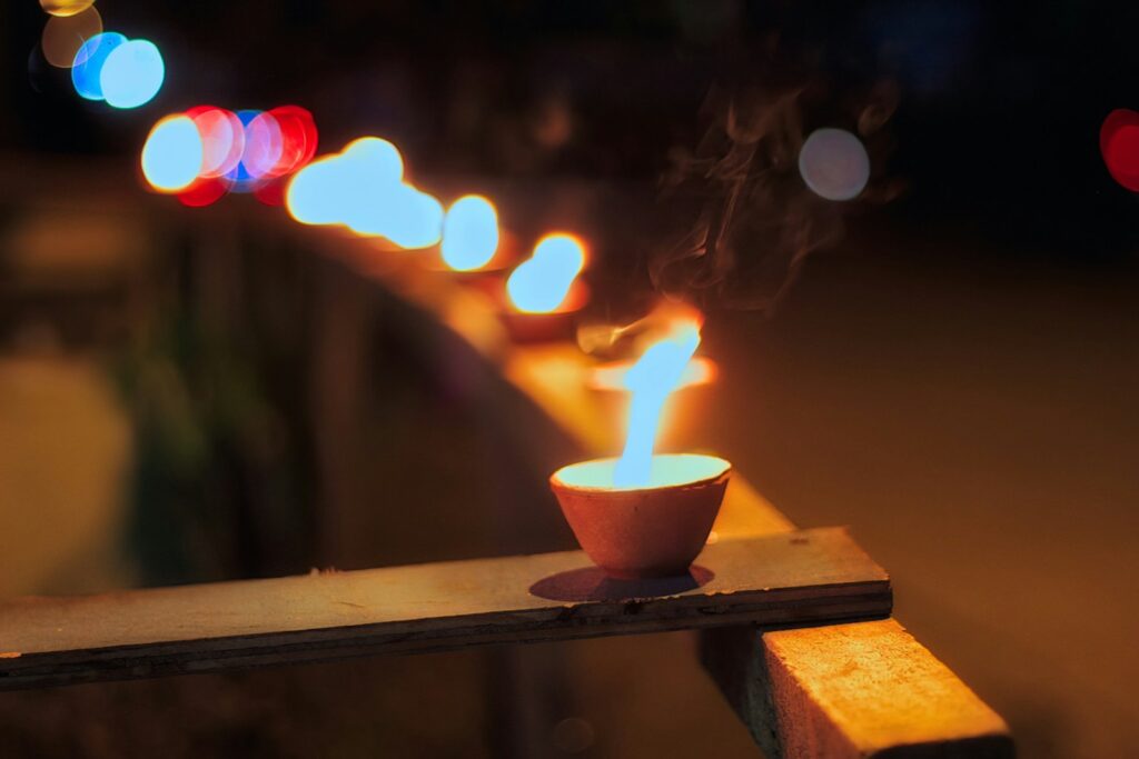 Diya lamps for Diwali real estate ads by Indian builders