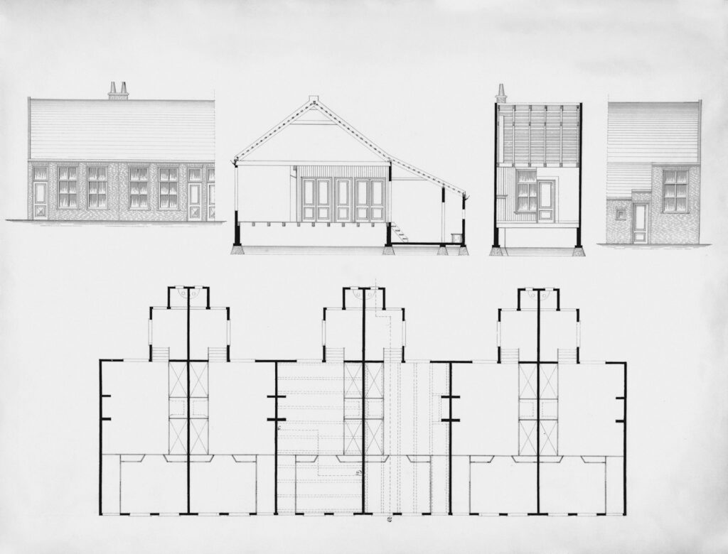 Architectural drawings with elevations used to build a walkthrough
