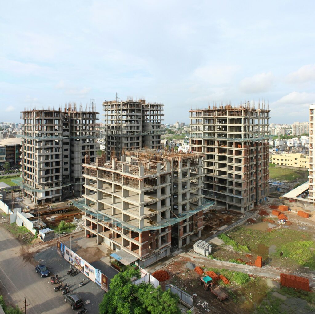 High-rise apartment towers in a Haryana urban estate