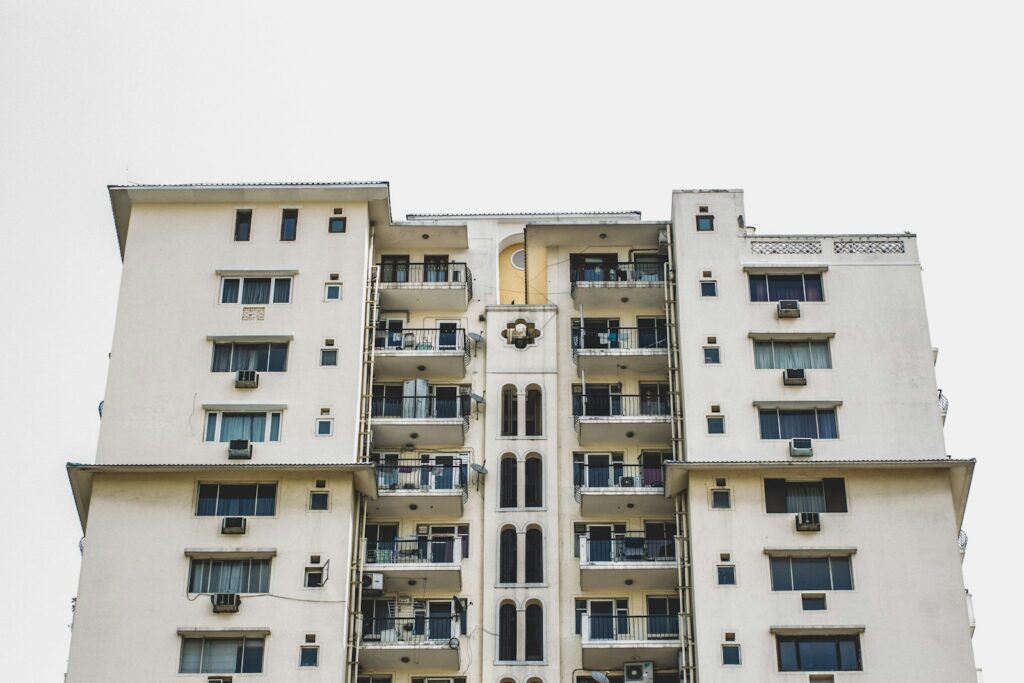 Residential high-rise of the kind dealers list after buying an OLX package price plan