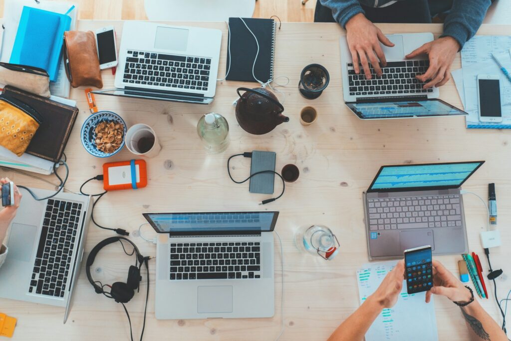 Marketing team planning a monthly content calendar for a property developer